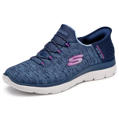 Imagen de Skechers Summits Dazzling Haze Zapatillas de mujer para ponerse sin manos, Azul marino púrpura, 38.5 EU