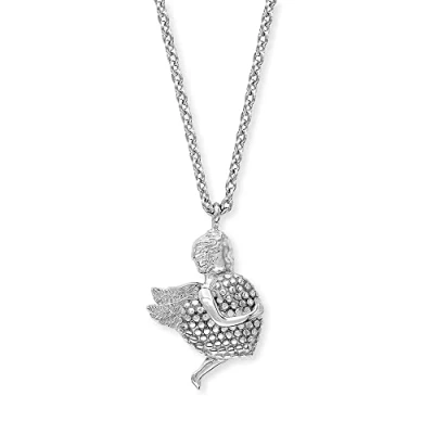 Imagen de Engelsrufer Collar para mujer de Plata ley y ángel la guarda con colgante corazón rodiado, cierre mosquetón, ajustable en tres longitudes, sin níquel, 42 cm, esterlina, No es una