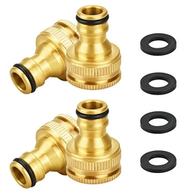 Imagen de EMAGEREN 4 pcs Conector Grifo Manguera Jardin Adaptador de para 1/2&quot; y 3/4&quot; Latón Rosca Hembra 2 en 1 Rápida Jardín Hogar Cocina Lavadora
