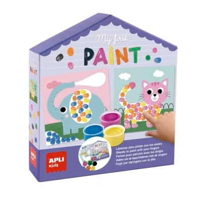 Imagen de APLI Kids 19574 My First Paint, Juego DIY de temática animales para completar las láminas con pintura dedos.