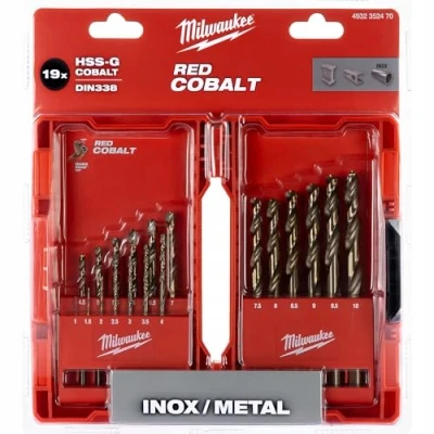 Imagen de MILWAUKEE Red Cobalt Caja de 19 brocas rectificadas HSS al cobalto para perforar hierro y acero