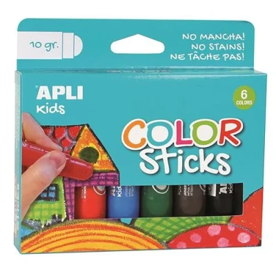 Imagen de APLI Kids 14227 Color Sticks Clásicos Témperas sólidas para niños, 6 u.