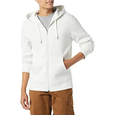 Imagen de Amazon Essentials Chaqueta de Felpa con Cremallera Completa (Disponible en Tallas Grandes y Largos Especiales) Hombre, Blanco, S