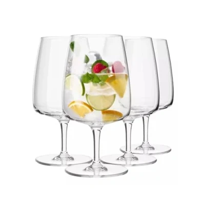 Imagen de Krosno Vasos de Agua 330 ml Juego 4 Colección Modern Elegantes y Versátiles Diseño Inspirado en la Geometría Claridad Cristalina Ideales para Interiores Clásicos Modernos