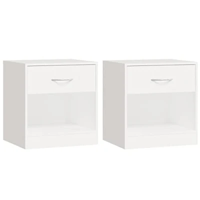 Imagen de vidaXL 2 mesitas de Noche con un cajón Espacioso Color Blanco duraderas robustas