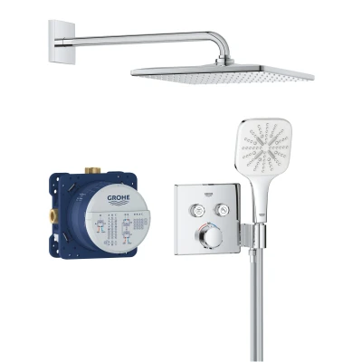 Imagen de GROHE Precision SmartControl 310 Sistema de ducha empotrado (ducha mural mm, 2 tipos chorro, caja instalación universal, manguera 1500 mm), cuadrado, cromo, 34875000