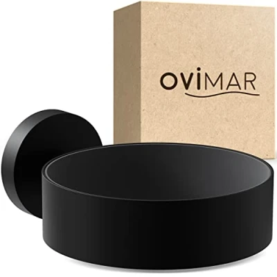 Imagen de ovimar Soporte para secador de Pelo Kvitoya Acero Inoxidable Negro Mate con fijación Mural taladrar Almohadilla