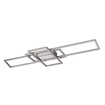 Imagen de Trio, Plafón, Irvine incl. 1 x LED,SMD,60,0 Watt,3000 6500K,7100 Lm. Cuerpo: Metal, Níquel mate A:105,0cm, L:42,0cm, A:6,5cm Mando a distancia,Regulador integrado
