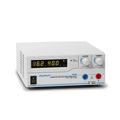 Imagen de PeakTech 1565 Labor Fuente de alimentación conmutada DC 1 16 V/0 40 A con USB, control remoto completo voltaje y corriente, ciclos programables salida corriente tensión