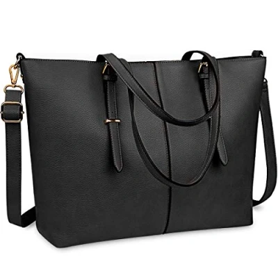 Imagen de NUBILY Bolso Mujer Bolsos Bandolera para Ordenador Portátil 15.6 Pulgadas Impermeable de Cuero PU Universidad Shopper Bolsa Tote