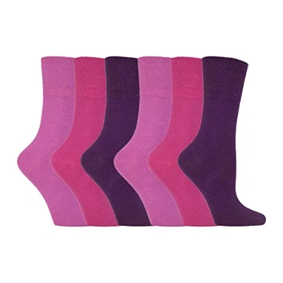 Imagen de IOMI 6 pares mujer sin elasticos diabeticos calcetines para la circulacion (37 42 eur, Pink LA2)