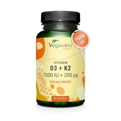Imagen de VITAMINA D3 7000 UI y 200 mcg K2 PARA 14 MESES Alta Dosificación Biodisponibilidad Sin Aditivos &amp; Vegano Vegavero®