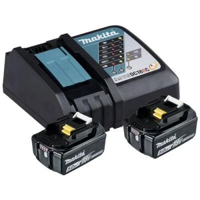 Imagen de Makita 197570 9 Power Source Kit Juego de 2 baterías para Herramientas eléctricas (con estación Carga), Color Azul