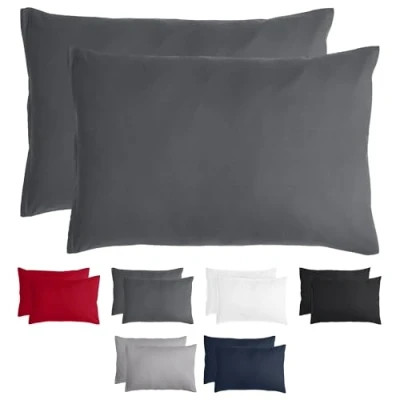 Imagen de Komfortec Juego de 2 Fundas Almohada 40 x 60 cm, Microfibra cepillada con Cremallera, Transpirable y Suave, Color Antracita