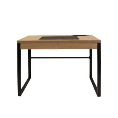 Imagen de THE HOME DECO FACTORY HD3722 Mesa DESPACHO Madera Y Metal, Negro, 110x110x16 cm