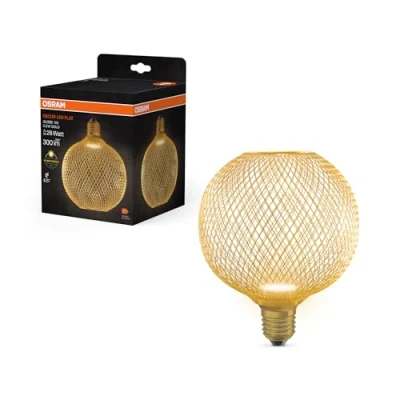 Imagen de OSRAM Lámpara plana LED DECOR con carcasa metálica fabricada en plástico esmerilado color dorado 125 mm(2700 K), 3,5 W / 300 lm y E27, no es regulable ofrece una iluminación elegante.