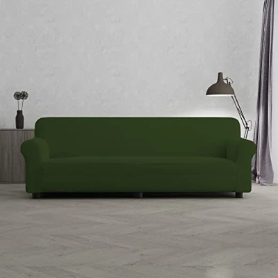 Imagen de Italian Bed Linen Funda Cubre Sofá “Più Bello, Verde Oscuro, 4 PLAZAS
