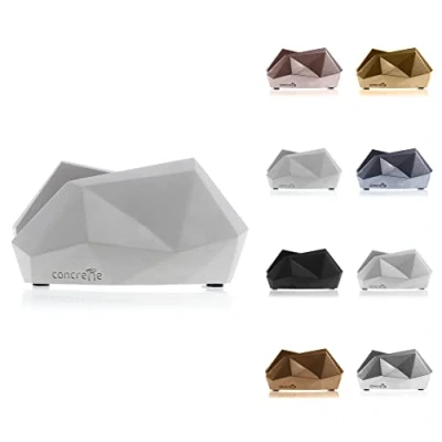 Imagen de Concrette Low Poly Table Top Servilletero hecho a mano de Hormigón arquitectónico Patrón geométrico tallado original con efecto 3D Altura 78 mm