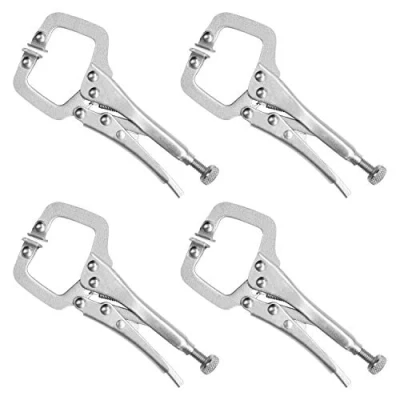 Imagen de Kurtzy Abrazadera en C Sargentos de Apriete 13,3 cm Metal con Tornillo Ajustable y Almohadillas Giratorias (Pack 4) Juego Alicates Soldar Fácil Liberación Superficies Disparejas, Manualidades