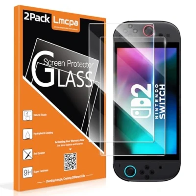 Imagen de Lmcpa [2 Piezas] Protector Pantalla para 2025 Nintendo Switch 2, Vidrio Templado con Fácil Instalación/Anti Rayado/Alta Definición/9H Dureza 2