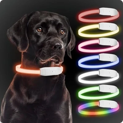 Imagen de PAJ GPS Light Collar Luminoso de Alta Intensidad para Perros y Gatos Todos los tamaños Longitud Ajustable 20 70cm 100% Impermeable 7 Colores Máxima Visibilidad Seguridad Nocturna