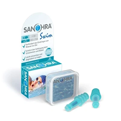 Imagen de SANOHRA Tapones para los oídos impermeables nadar, reutilizables, 1 par, adultos, color azu