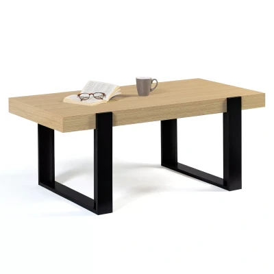 Imagen de IDMarket Phoenix Mesa baja rectangular de madera y negro