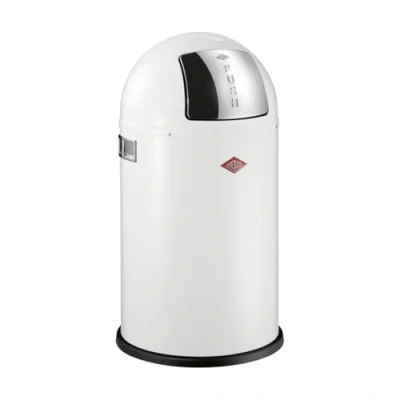 Imagen de WESCO Pushboy junior Papelera (chapa de acero con recubrimiento en polvo, 22 litros capacidad, tapa grande inoxidable, recipiente interior extraíble)
