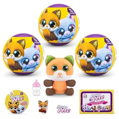 Imagen de 5 Surprise Plushy Pets Series 2, 3 Pack, by ZURU, Collectible Mystery Capsule, Plushy, Pet Adoption, Toy for Girls, Kids, Teens (3 Pack)