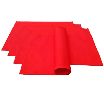 Imagen de Lemos Home manteles Individuales, 4 Unidades, 100% algodón, colección Concepto, Color y tamaño a Elegir (Juego de Individuales 46 x 36 cm, Rojo)