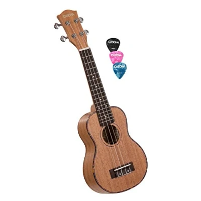 Imagen de CASCHA HH 2024 Premium Soprano Ukulele en caoba con cuerdas de AQUILA
