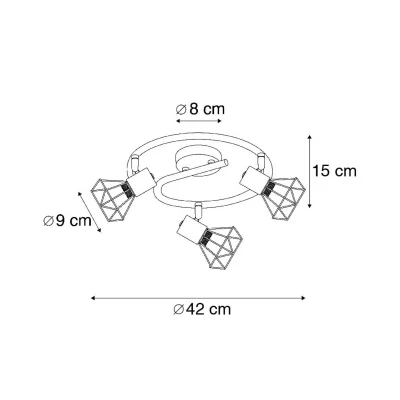 Imagen de Qazqa Moderno Plafón Art Deco spot giratorio negro MOSH 3 Acero Redonda Adecuado para LED Max. x 40 Watt
