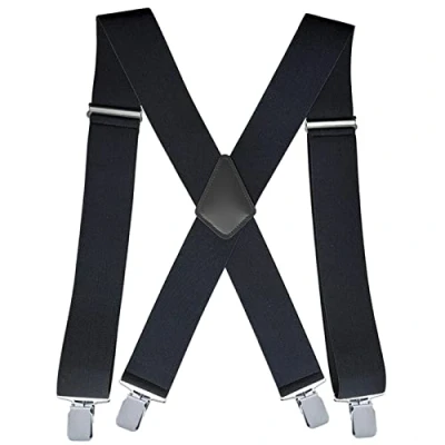 Imagen de goldmiky Tirantes Hombre, para Pantalones de Trabajo, Anchura 5 cm Tallas Hasta 196 cm, Elástico y Longitud Ajustable (Negro)