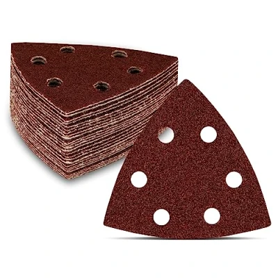 Imagen de Fd Workstuff Triángulos de lijado delta 50 piezas 6 agujeros 93 x mm grano 40 para lijadora hojas lija almohadillas triangulares papel