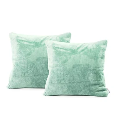 Imagen de DecoKing 2 Fundas de Almohada 45 x cm, Microfibra con Cremallera, Forro Polar, Color Menta