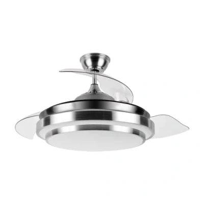 Imagen de Ventilador con plafon led modelo IBE motor DC niquel FABRILAMP