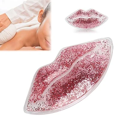 Imagen de Mascarilla de gel para labios, compresa hielo reutilizable Almohadillas con forma labios Paquete compresas a prueba fugas Protector facial terapia frío caliente, Almohadil