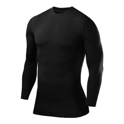 Imagen de PowerLayer Hombre Camiseta Compresión Termica Manga Larga Camisetas Termicas Cuello Corto Verde Brillante, XXL