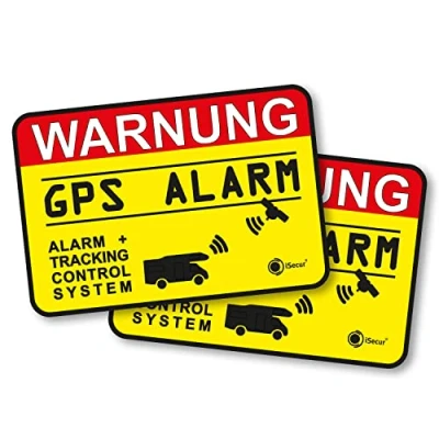 Imagen de iSecur® I Juego de 2 pegatinas con sistema seguimiento alarma GPS 6 x 4 cm adhesivo para el interior advertencia asegurada autocaravana hin_438