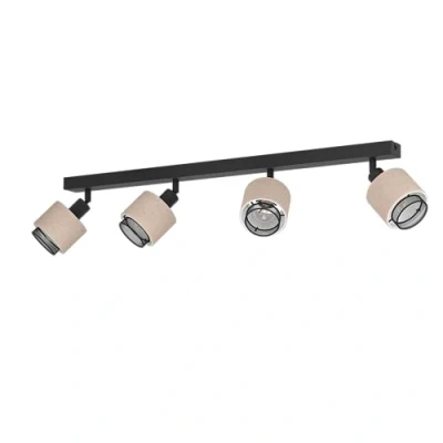 Imagen de EGLO Rosley Foco de techo, lámpara techo cuádruple, con focos giratorios tejido en natural y metal negro, casquillo E14