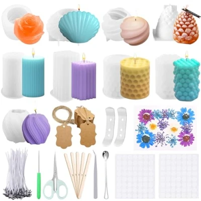 Imagen de UCAMP Moldes para Velas,Kit Hacer Velas,Molde de Silicona Vela Artesanal Hecho a Mano Velas,Decoración del Hogar,Manualidades