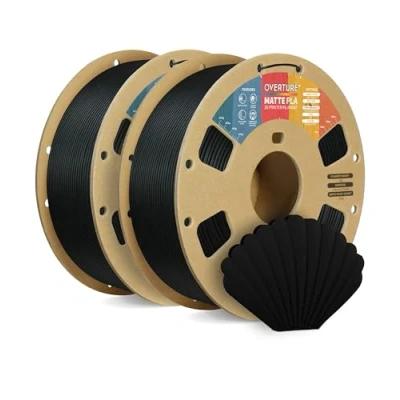 Imagen de OVERTURE Mate PLA Filamento de 1,75 mm, Rollo 2kg Bobina Cartón (4.4lbs), Precisión Dimensional +/ 0.02 mm(Negro * 2)