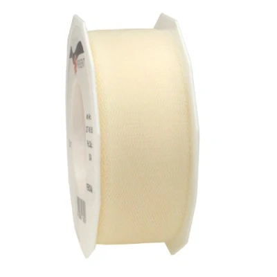 Imagen de PRÄSENT VERONA cinta de decoración color crema tul, 50 m largo, 40 mm ancho, embalar, decorar, hacer manualidades, envolver regalos, lazo elegante tul para eventos especiales