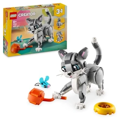 Imagen de LEGO Creator 3 en 1 Gato Juguetón Transformable Perro de Juguete o Paloma, Juego con Animales, Figuras Articuladas, Regalo Cumpleaños para Niñas y Niños 8 Años Más 31163