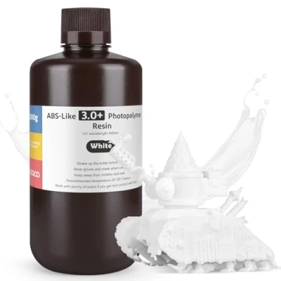Imagen de ELEGOO Resina ABS Like 3.0 Plus 3.0+, para Impresora 3D con Alta Dureza y Tenacidad, Fotopolímera de Curado Rápido UV 405nm, Impresión LCD/DLP, Blanco 1000G