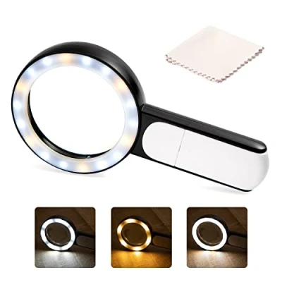 Imagen de Lupas de Mano 30X Lupa con Luz para Leer Libros Lectura 12 Leds Soldadura Inspección Monedas Joyería Exploración