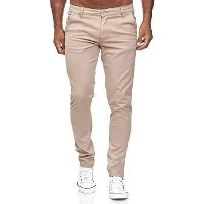 Imagen de Tazzio pantalones chinos para hombre, corte entallado, chinos, de tela, elásticos, 19530, beige, 32W x 32L
