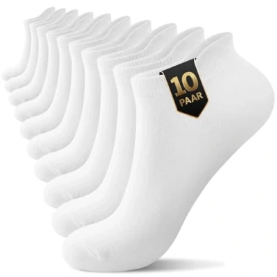 Imagen de YouShow 10 Pares Calcetines Tobilleros Mujer, Calcetine Hombre Algodón Cortos, Deportivos Transpirable Unisex Blanco Talla 39 42