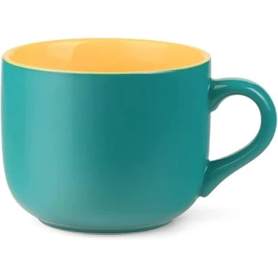 Imagen de taza de té 650 ml, café XXL, cerámica con asa, tazas grandes café, té, cereales, sopas, tazón porcelana, sopa asa (azul y amarillo)