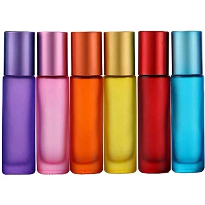 Imagen de Alledomain, 6 unidades, botellas de 10 ml aceites esenciales, vacías, con bola acero inoxidable, incluye 1 gotero y abridor